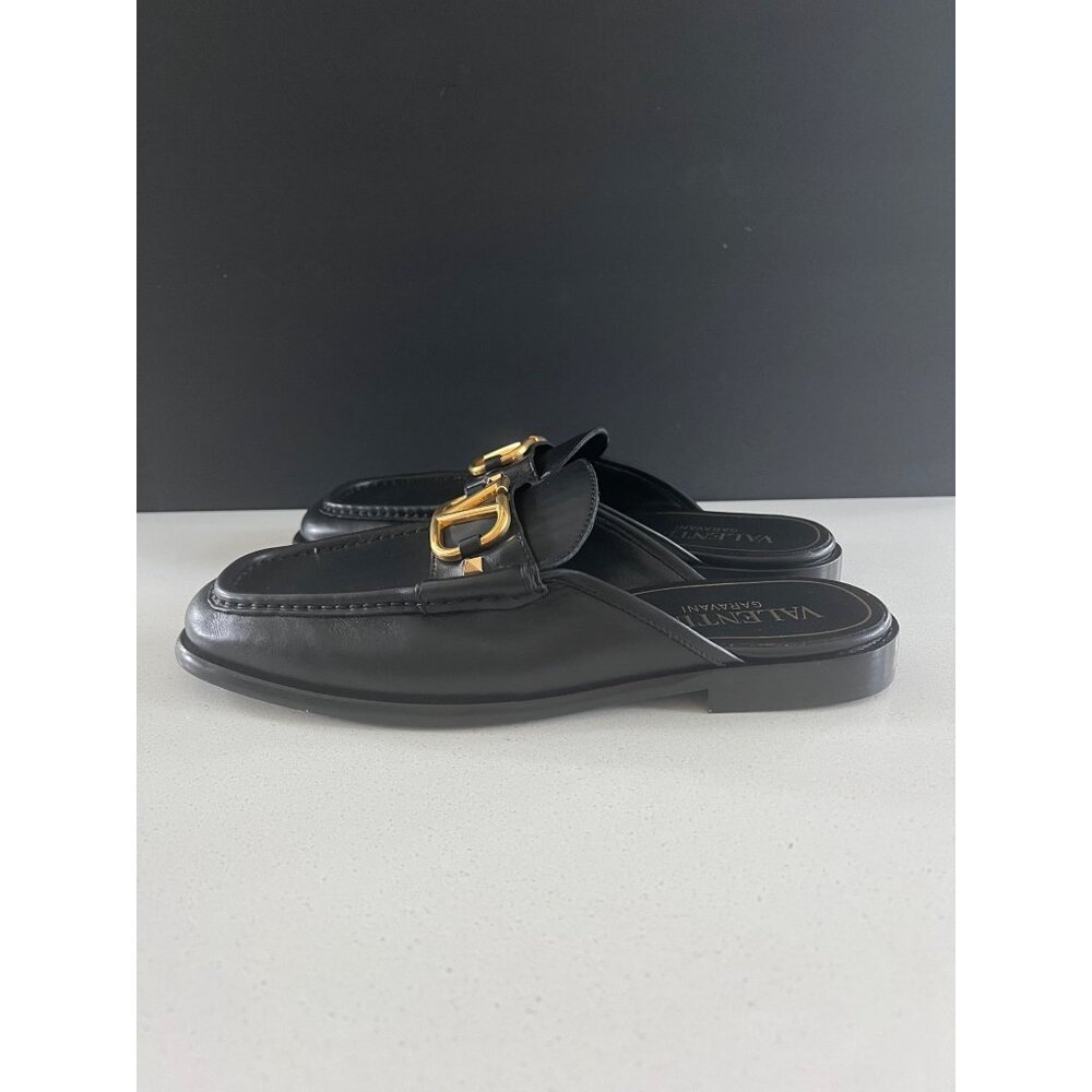VALENTINO GARAVANI Men's V-Logo Leather Loafer BLACK SHOES SIZE 40 NEW - Picture 6 of 9